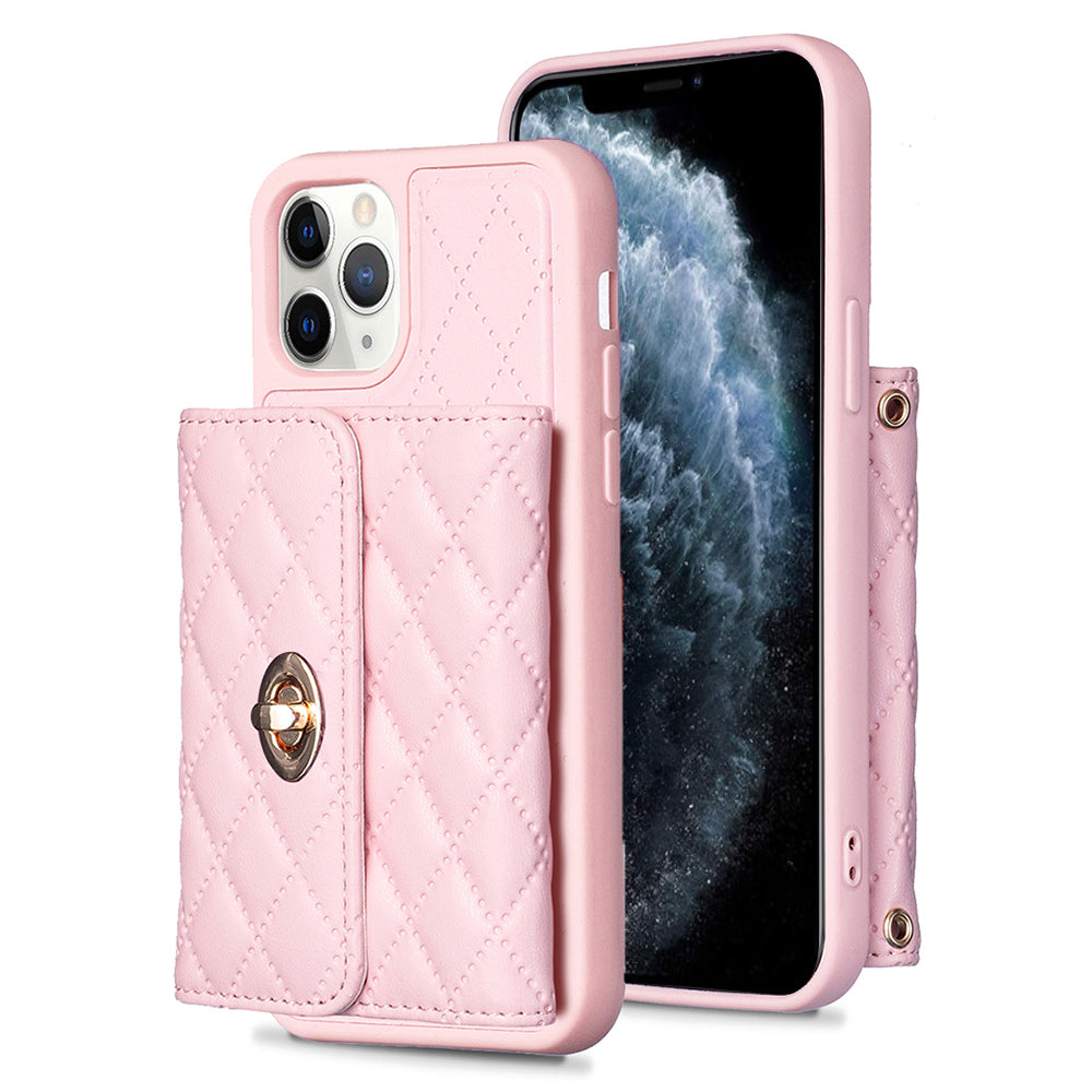BF21 Phone Case for iPhone 11 Pro 5.8 inch PU Leather TPU Kickstand Card Holder Cover with Shoulder Strap BF21 Phone Case for iPhone 11 Pro 5.8 inch PU Leather TPU Kickstand Card Holder Cover with Shoulder Strap